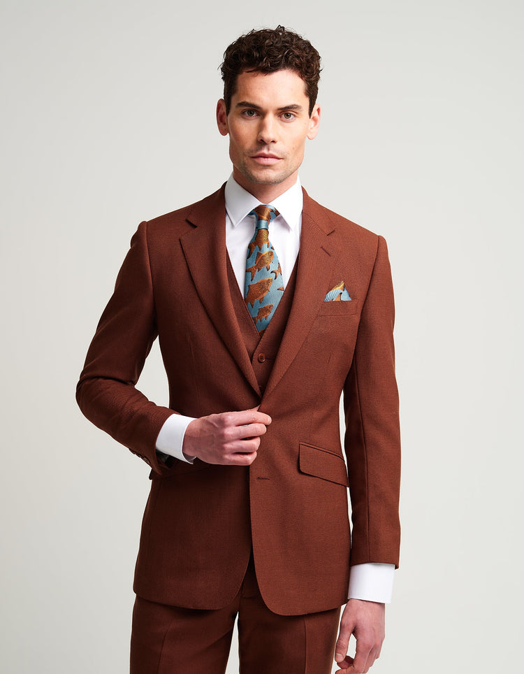Burnt Orange Wool Suit Gresham Blake Online - Main Image