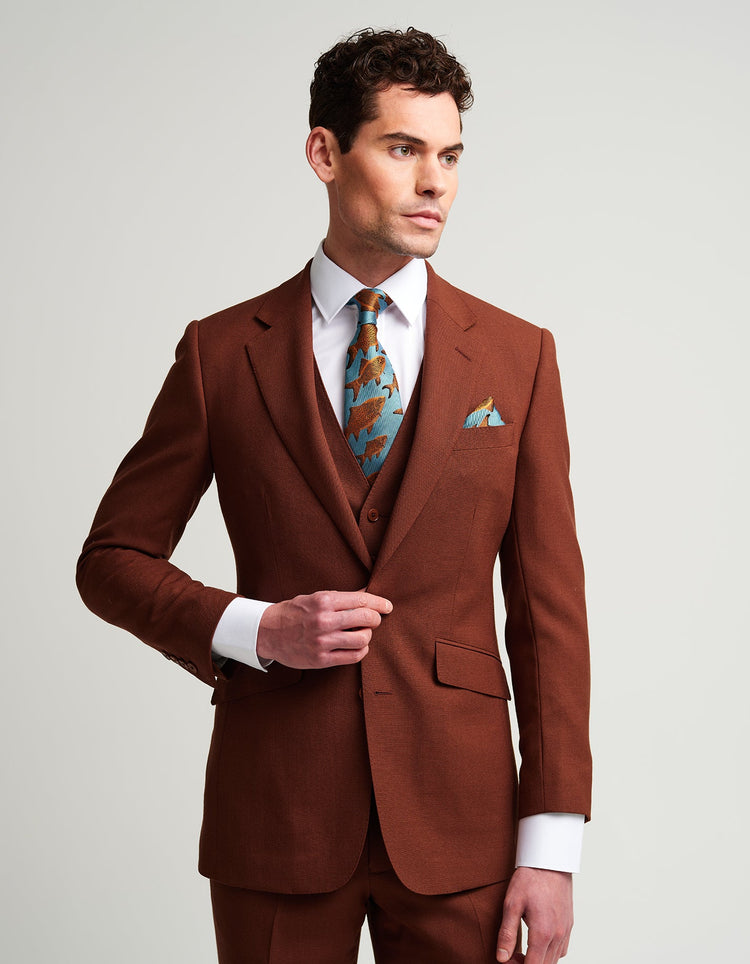 Burnt Orange Wool Suit - Gresham Blake Online