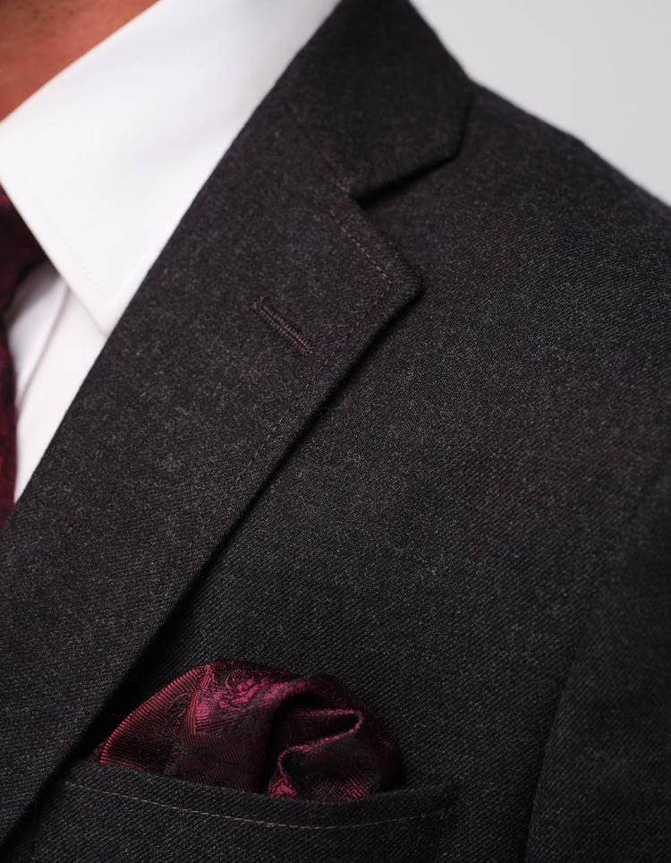 Charcoal Merino Wool Twill Suit - Gresham Blake Online