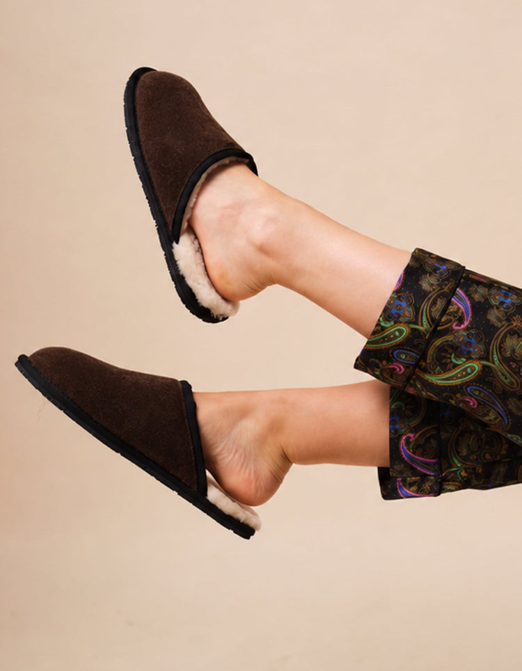 Chocolate Sheepskin Slippers - Gresham Blake Online