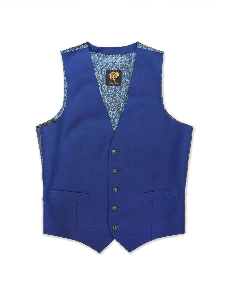 Cobalt Mohair Waistcoat - Gresham Blake Online