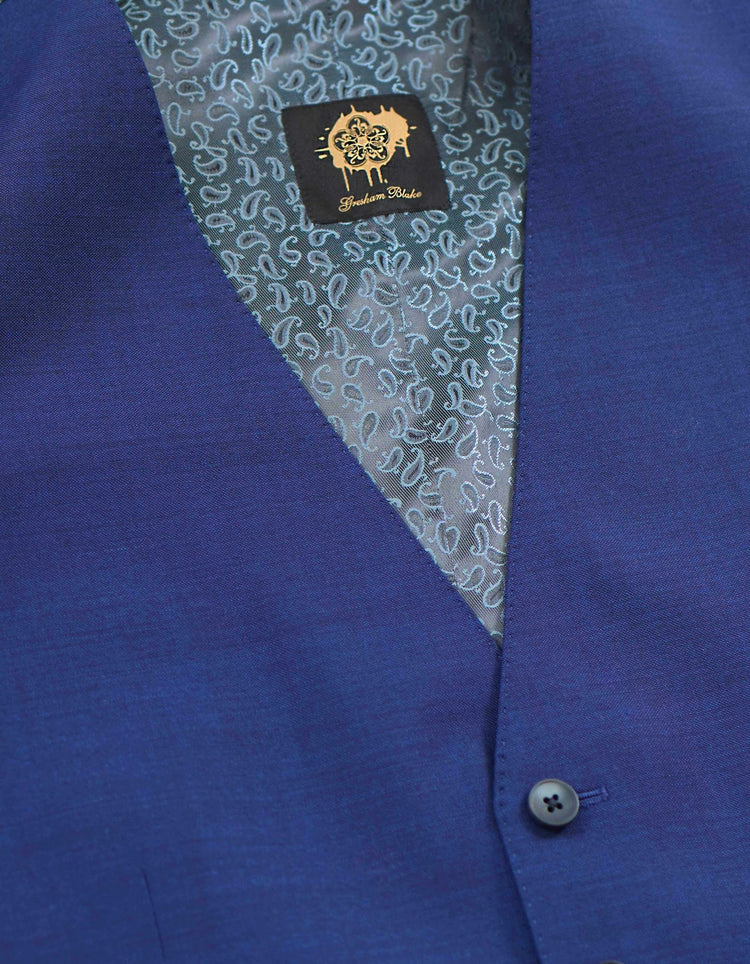 Cobalt Mohair Waistcoat - Gresham Blake Online