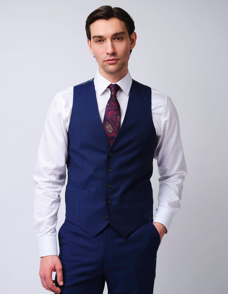 Cobalt Mohair Waistcoat - Gresham Blake Online