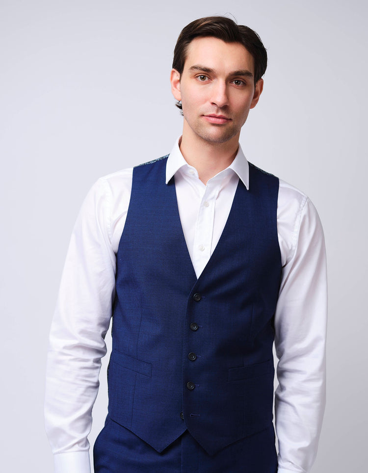 Cobalt Mohair Waistcoat - Gresham Blake Online