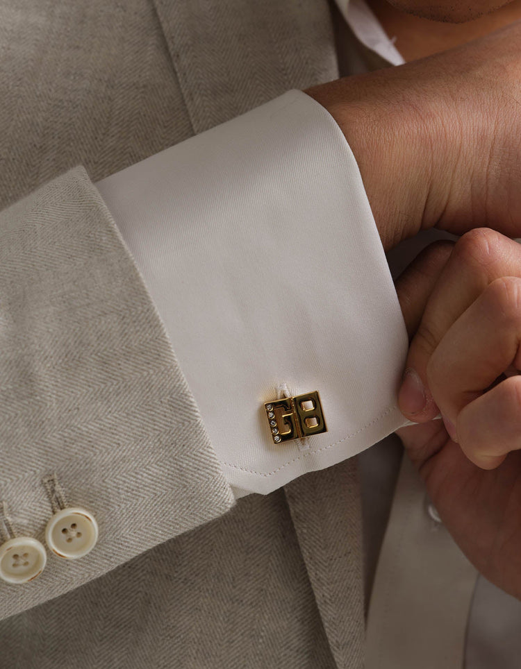Cream Double Cuff Kent Collar Shirt - Gresham Blake Online