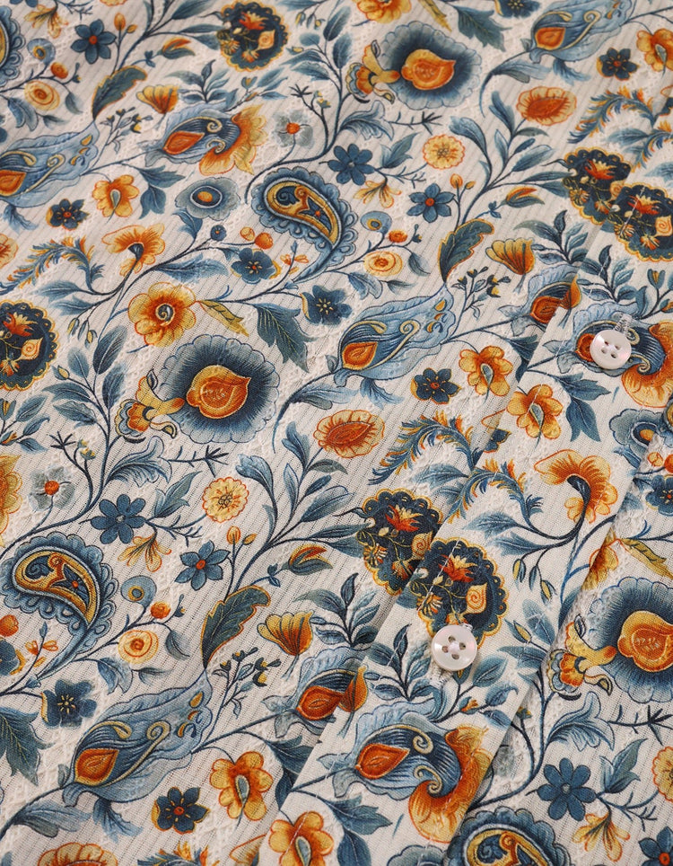 Cream Paisley Jacquard Shirt - Gresham Blake Online