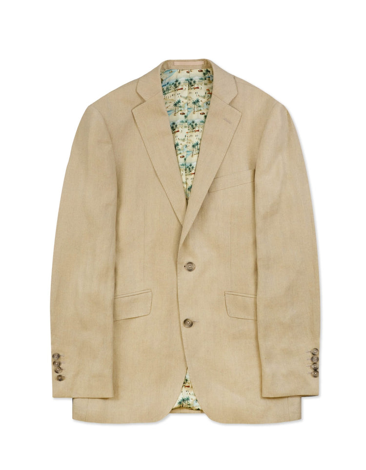 Cream Sand Herringbone Linen Suit - Gresham Blake Online