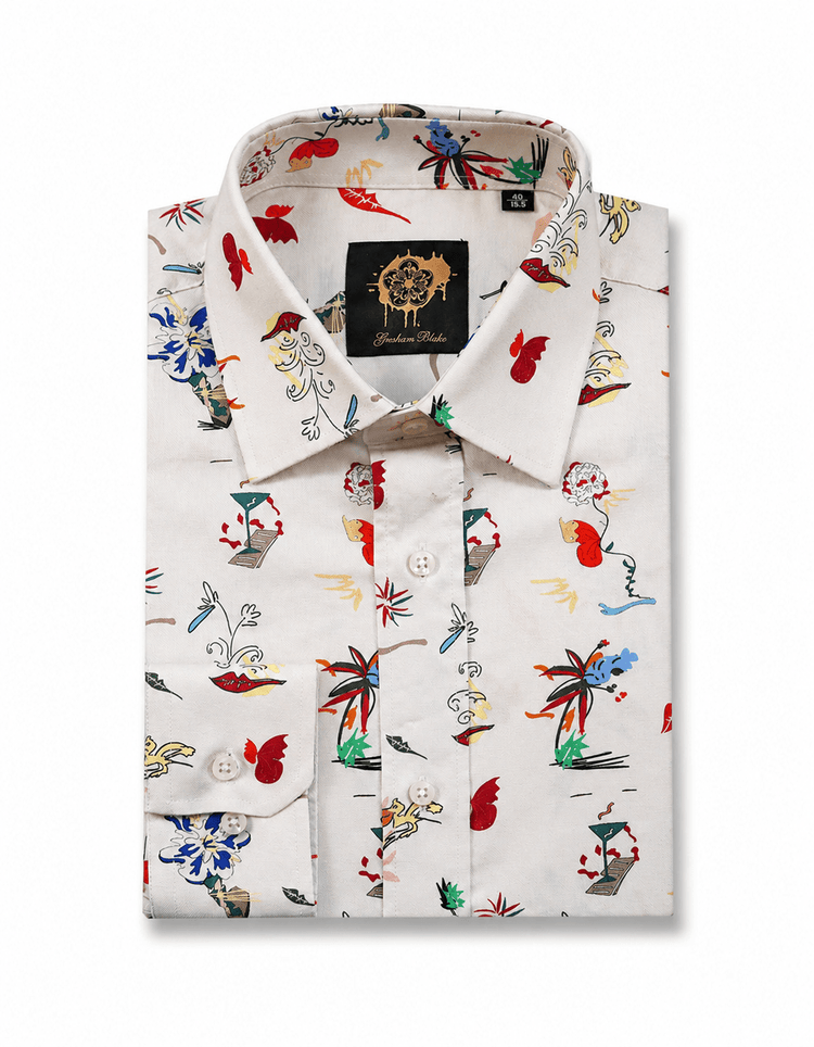 Cream Scatter Print Shirt - Gresham Blake Online