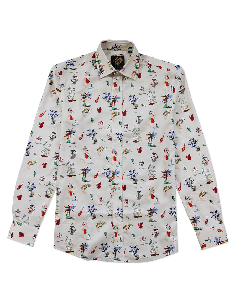 Cream Scatter Print Shirt - Gresham Blake Online