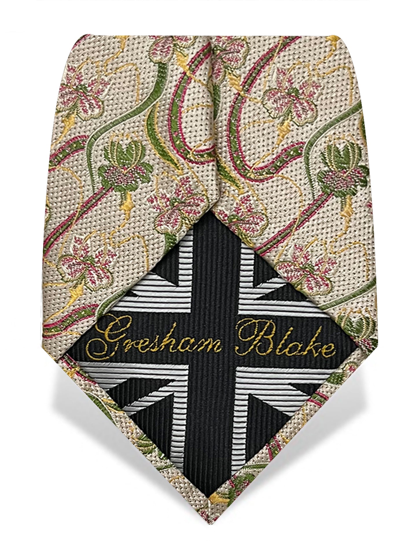 cream flower design tie