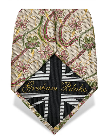cream flower design tie