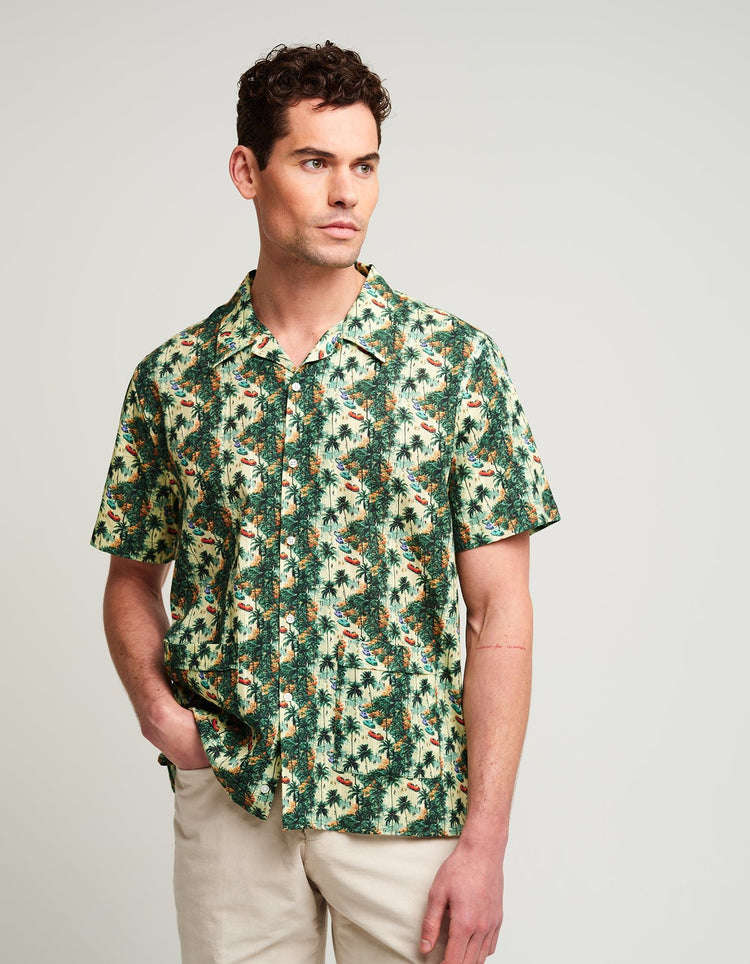 Cuban Jungle Jacquard Bowling Shirt - Gresham Blake Online