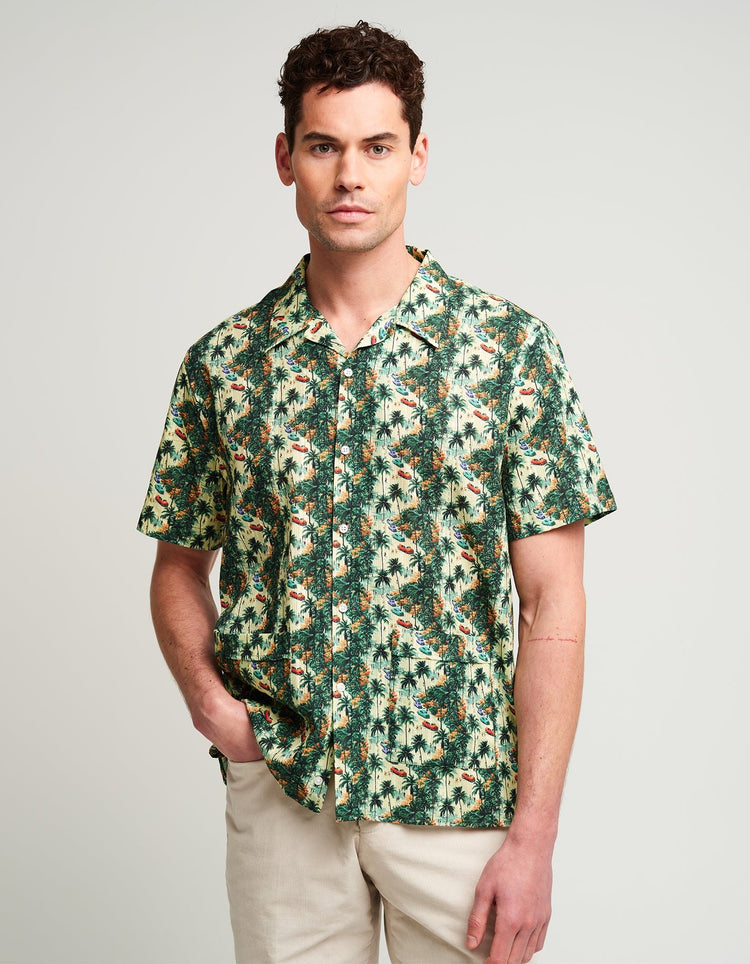 Cuban Jungle Jacquard Bowling Shirt - Gresham Blake Online