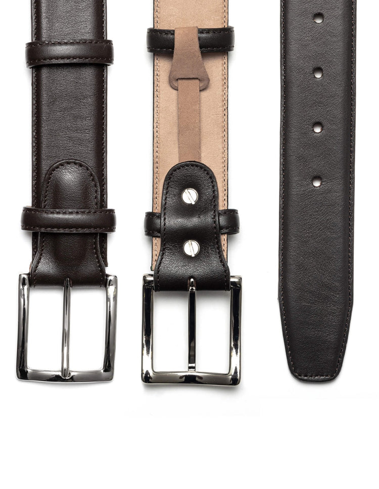 Dark Brown Leather Belt - Gresham Blake Online