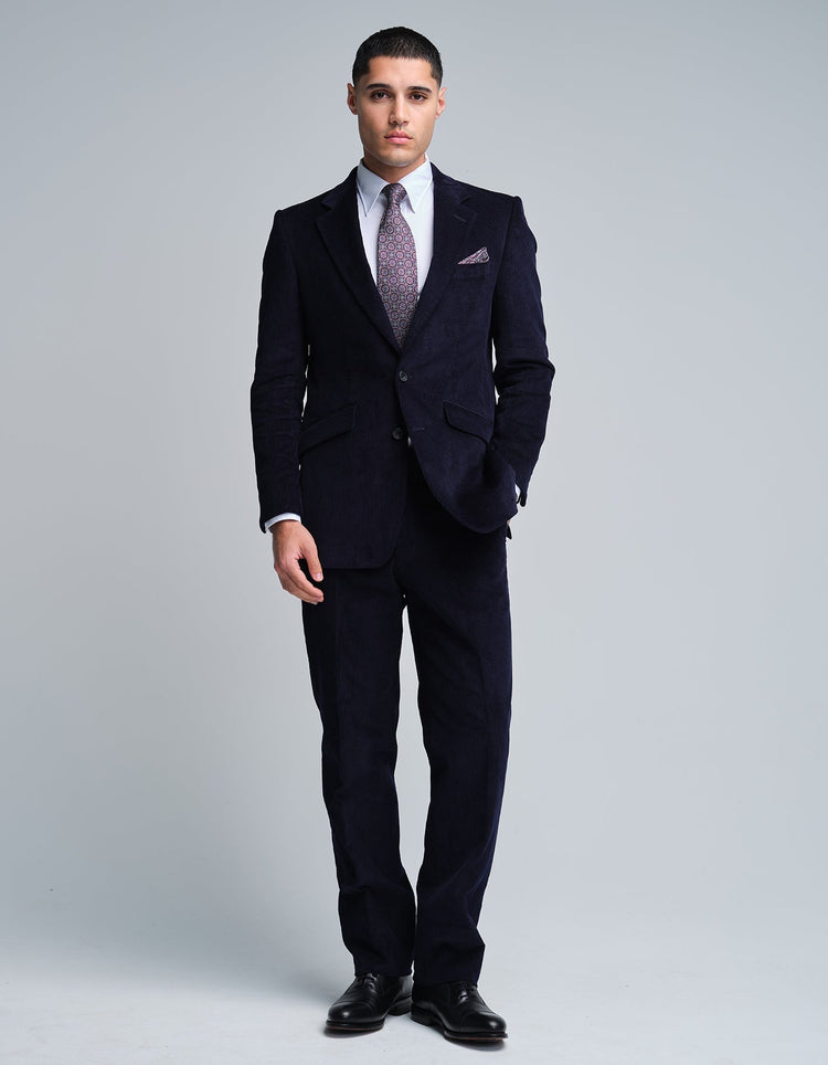 Dark Navy Needlecord Suit - Gresham Blake Online
