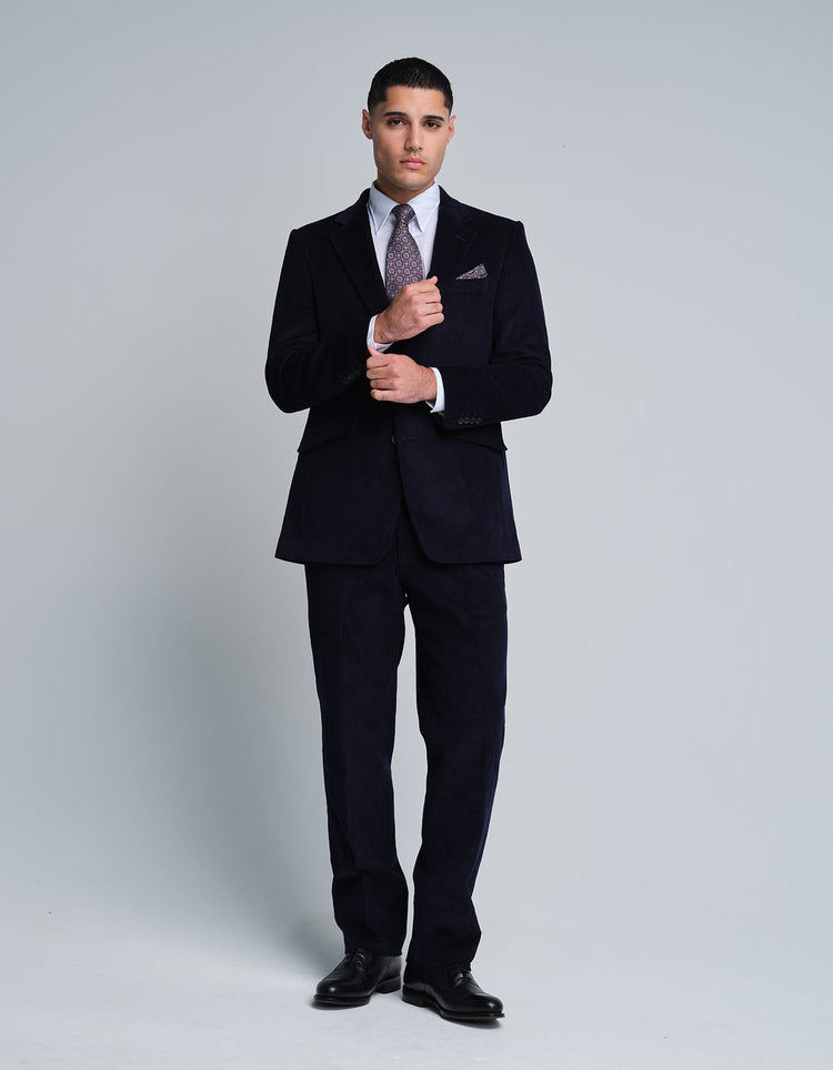 Dark Navy Needlecord Suit - Gresham Blake Online