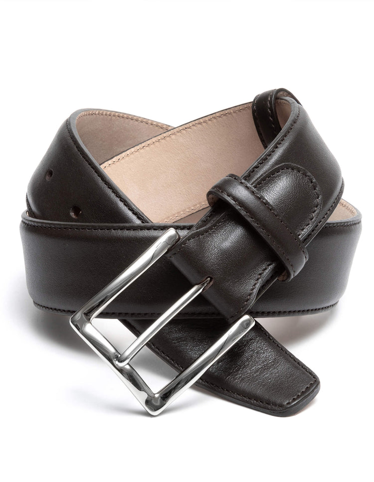 dark brown leather belt