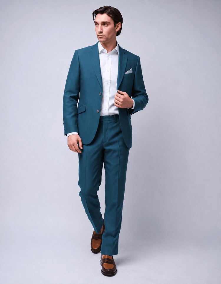 Deep Teal Twill Suit - Gresham Blake Online