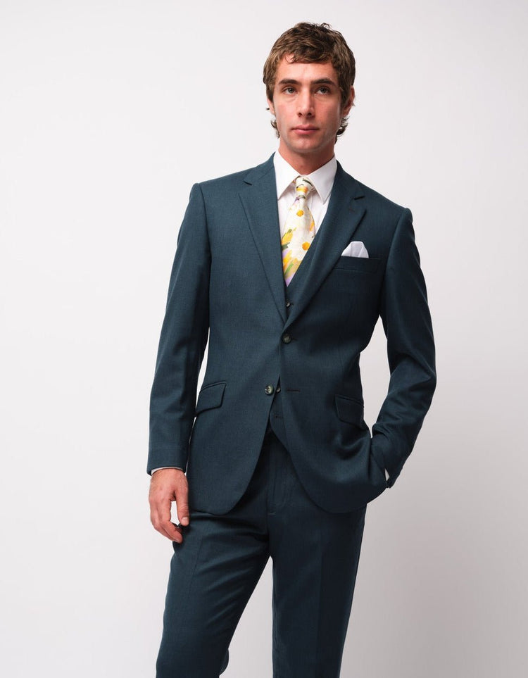Deep Teal Twill Suit - Gresham Blake Online