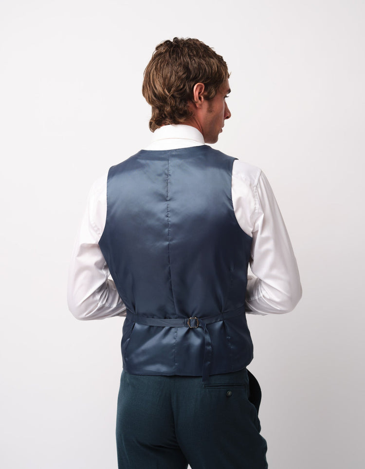 Deep Teal Twill Waistcoat - Gresham Blake Online