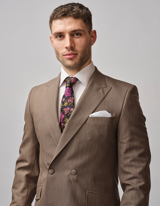 brown stripe suit mens