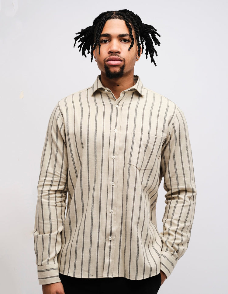 Ecru Casual Stripe Shirt - Gresham Blake Online