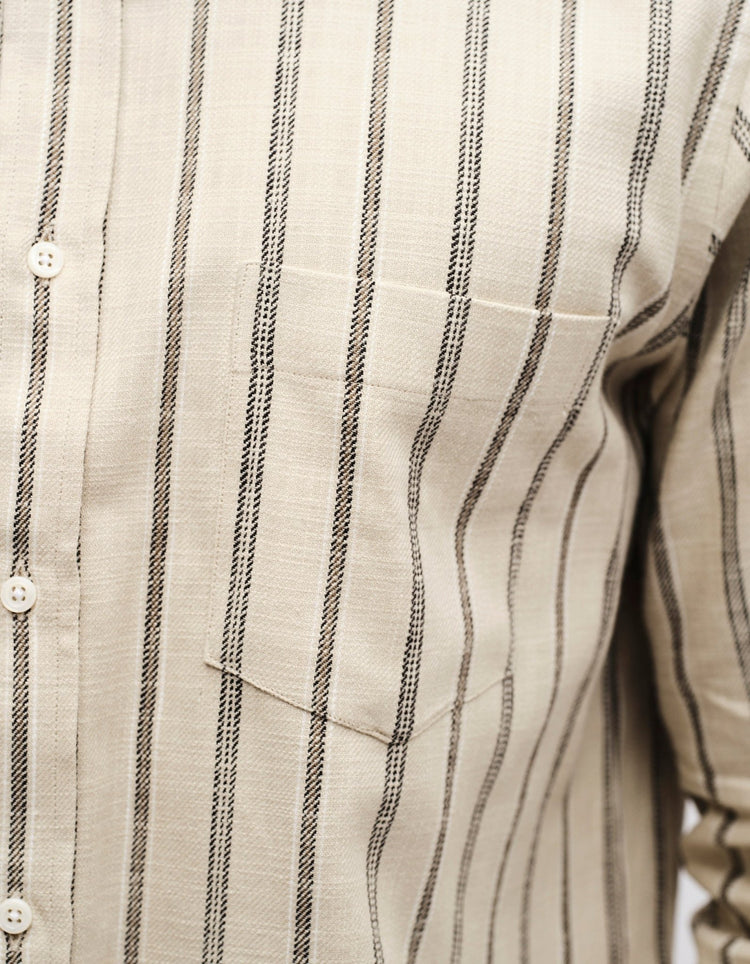 Ecru Casual Stripe Shirt - Gresham Blake Online