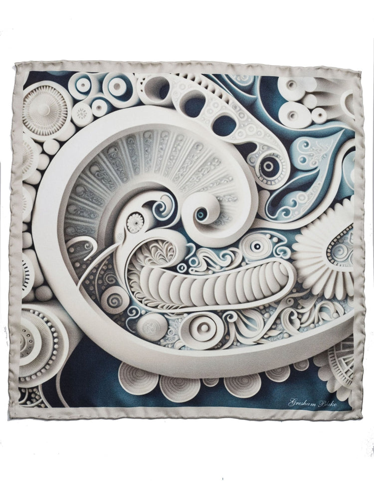 Ecru Modern Paisley Silk Pocket Square - Gresham Blake Online