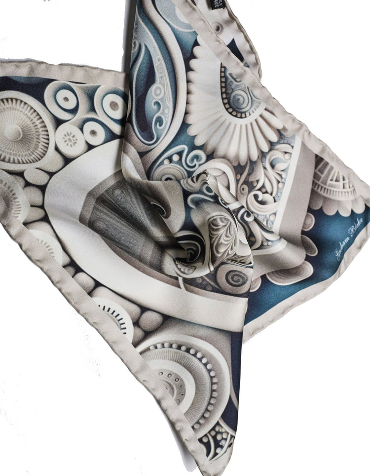 Ecru Modern Paisley Silk Pocket Square - Gresham Blake Online