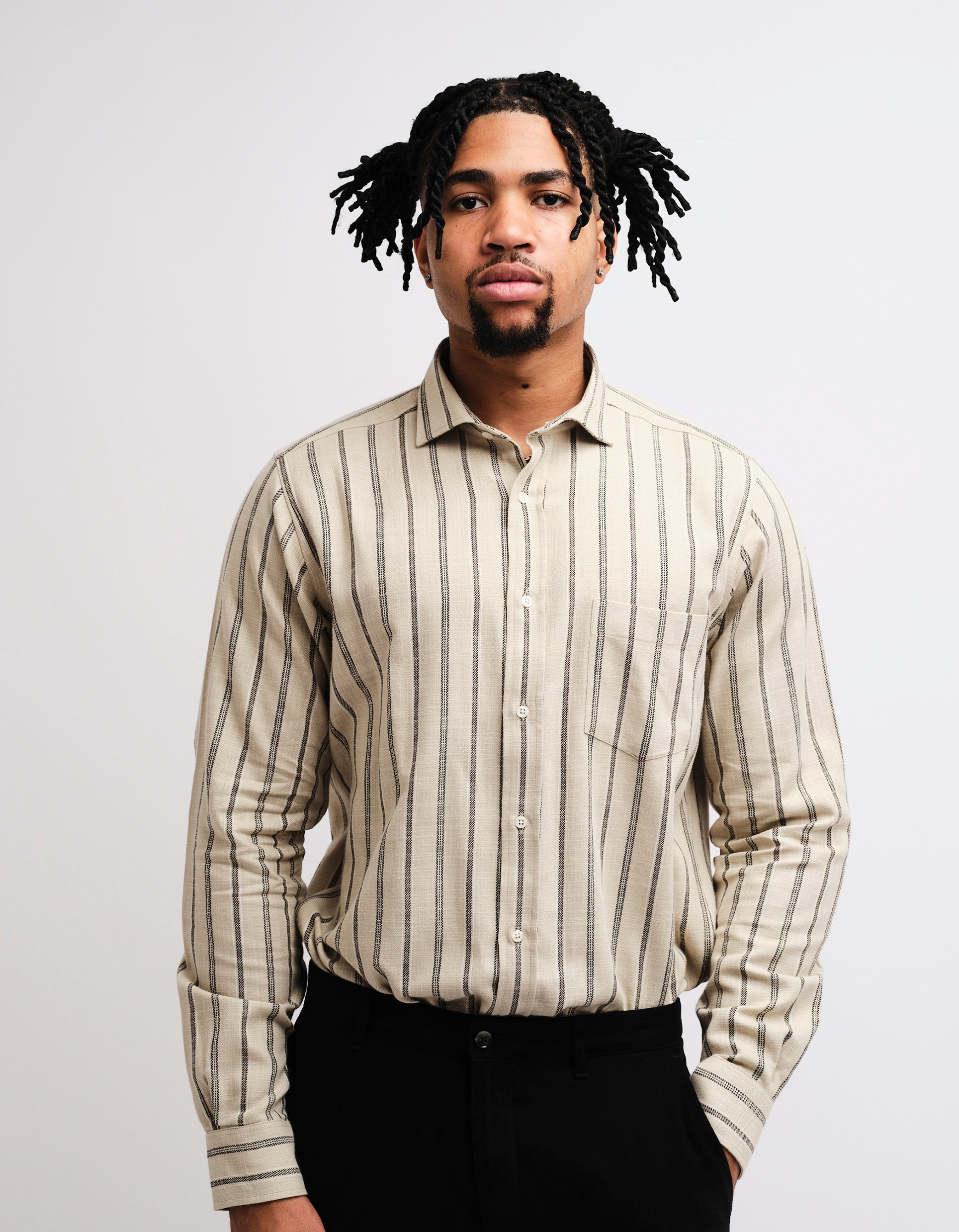 Casual striped button deals down shirt