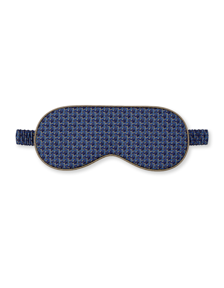 Blue Geometric Silk Eye Mask