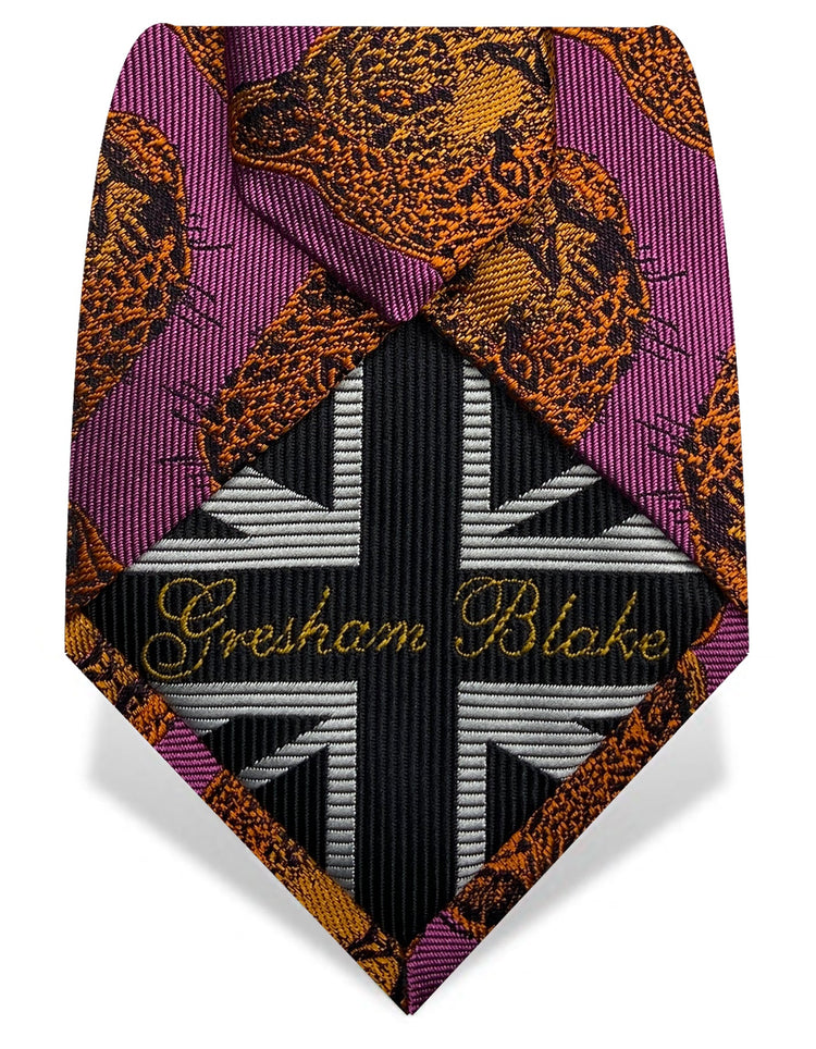Fuchsia & Orange Leopard Tie - Gresham Blake Online