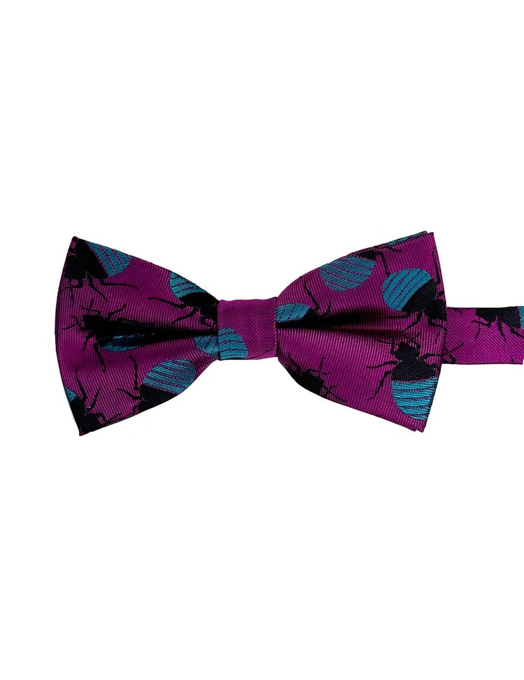 Fuchsia & Turquoise Bed Bugs Silk Bow Tie - Gresham Blake Online