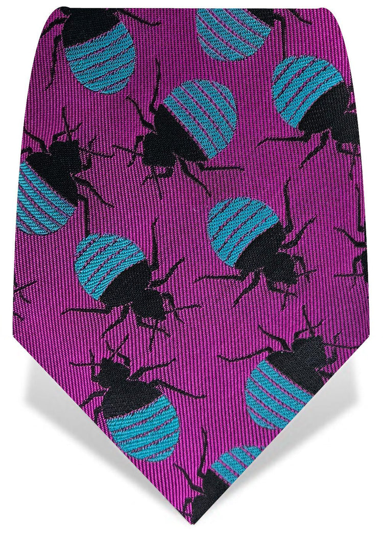 Fuchsia & Turquoise Bed Bugs Tie - Gresham Blake Online