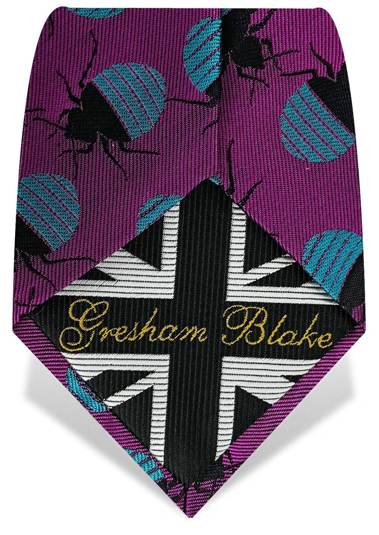 Fuchsia & Turquoise Bed Bugs Tie - Gresham Blake Online