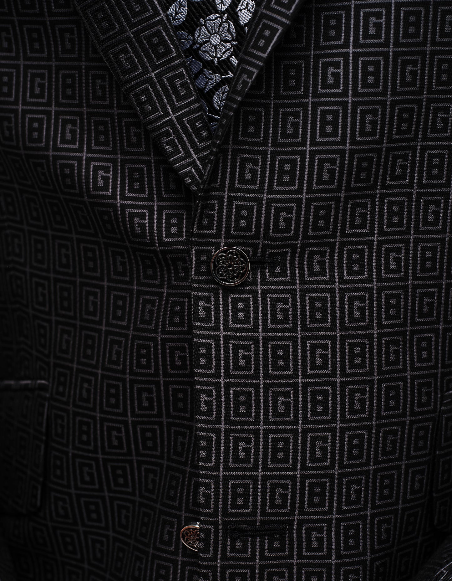 Black & Charcoal GB Monogram 2 Piece Suit GOLD COLLECTION