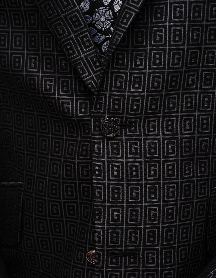 Black & Charcoal GB Monogram 2 Piece Suit GOLD