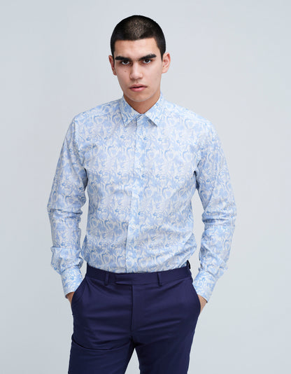 blue floral print shirt mens