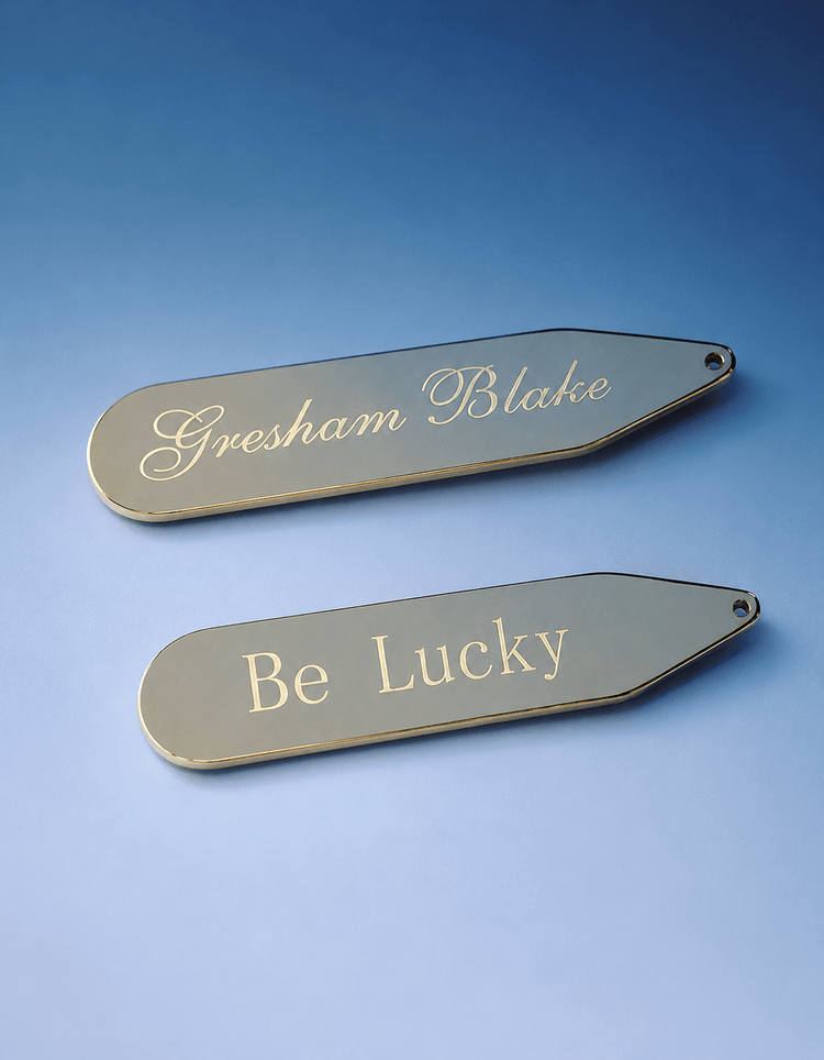Gold "Be Lucky" Collar Stays - Gresham Blake Online