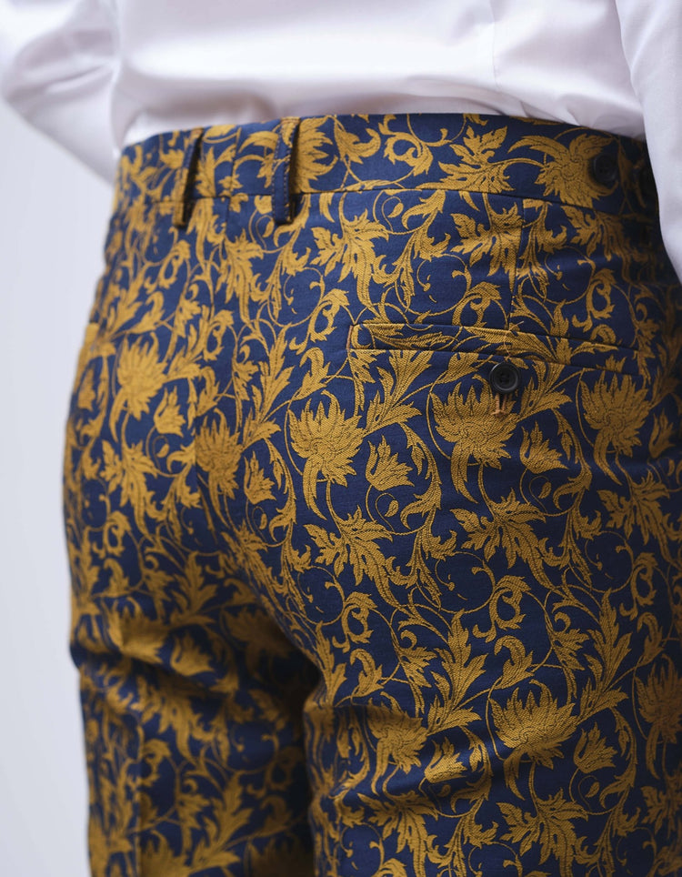 Gold & Navy Jacquard Chino - Gresham Blake Online