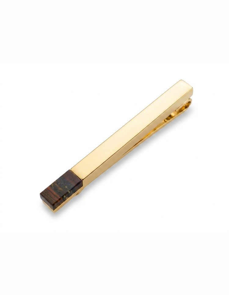 Gold Tiger Iron Stone Tie Bar - Gresham Blake Online