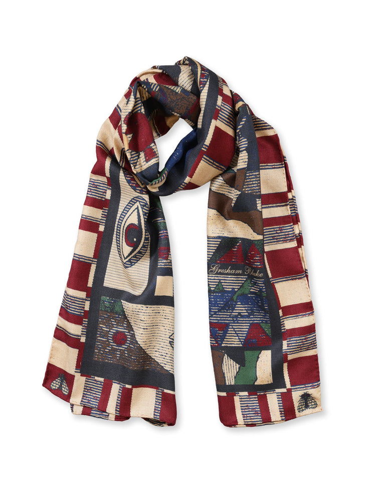 Graphic Silk & Cashmere Herringbone Scarf - Gresham Blake Online
