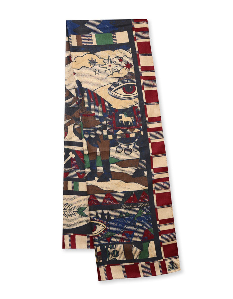 Graphic Silk & Cashmere Herringbone Scarf - Gresham Blake Online