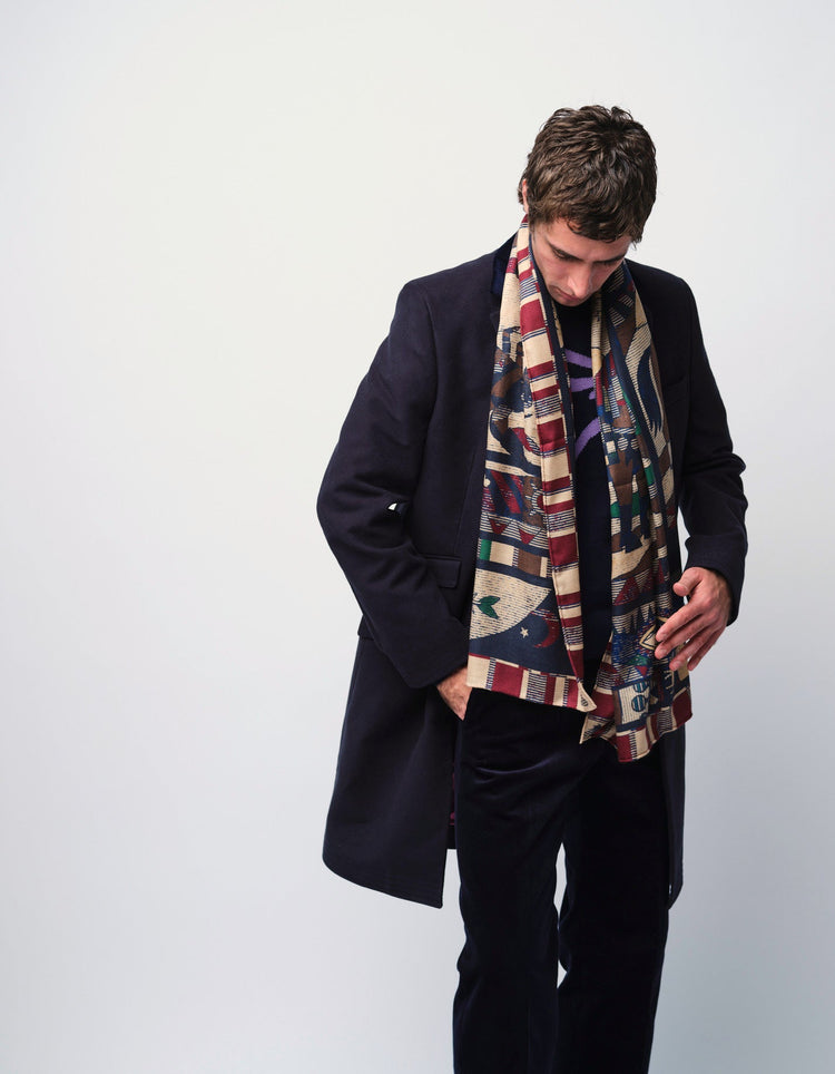 Graphic Silk & Cashmere Herringbone Scarf - Gresham Blake Online