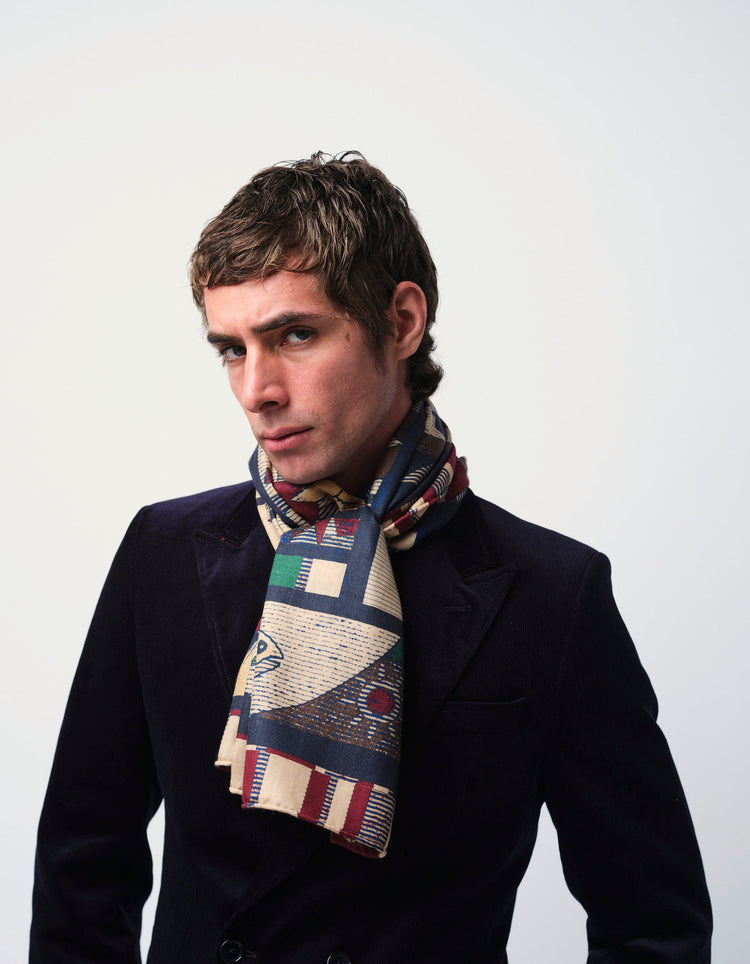 Graphic Silk & Cashmere Herringbone Scarf - Gresham Blake Online