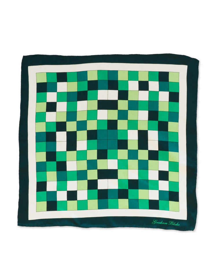 Green Check Silk Pocket Square - Gresham Blake Online