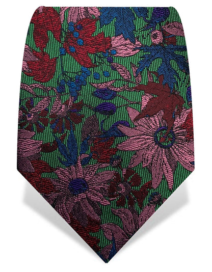 Green & Pink Winter Floral Tie