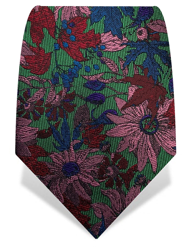 Green & Pink Winter Floral Tie