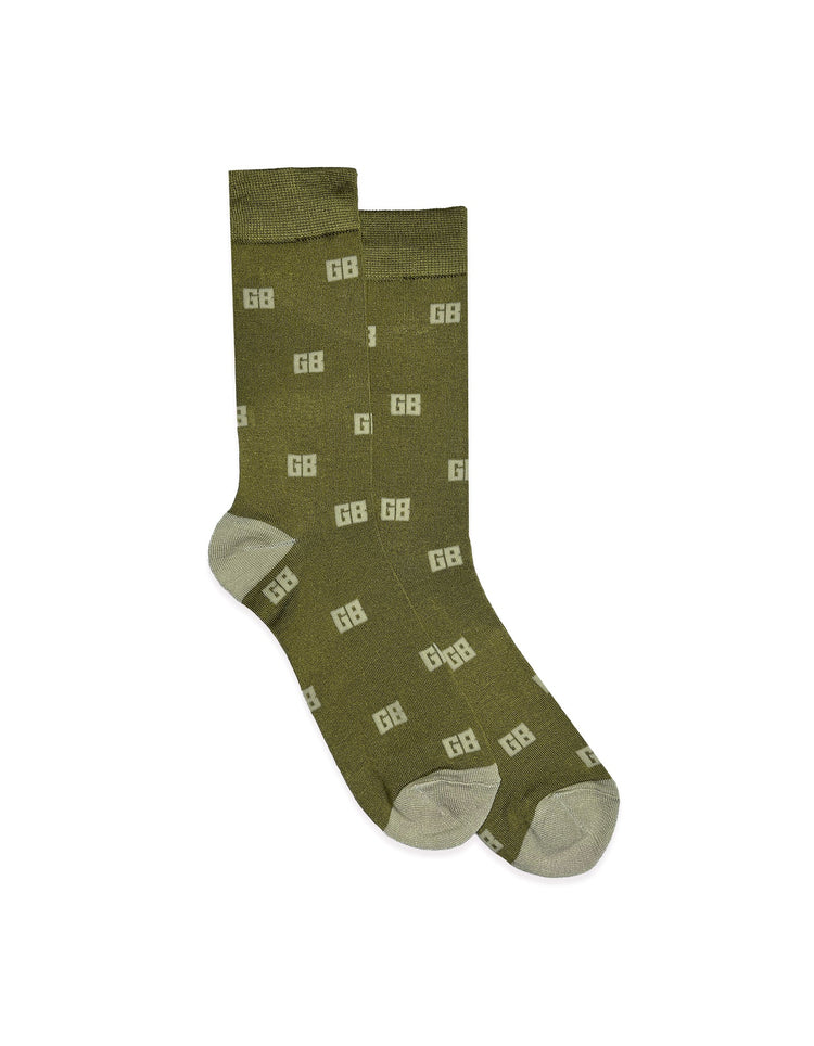 Green GB Monogram Bamboo Sock - Gresham Blake Online