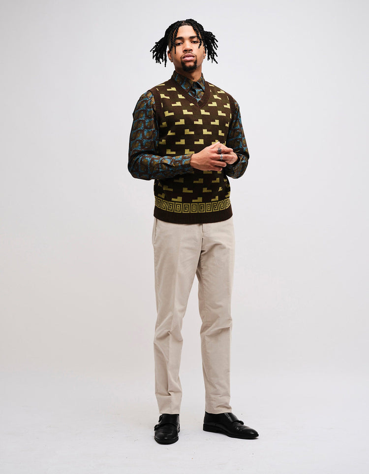 Green Geometric GB Sweater Vest - Gresham Blake Online